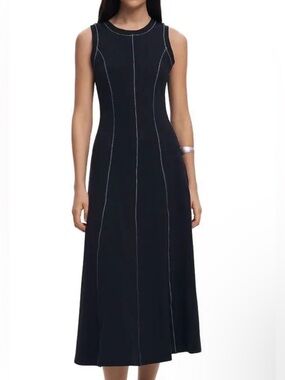 NWOT Desigual Black Sleeveless Dress with Contrast Stitching A-Line Dress